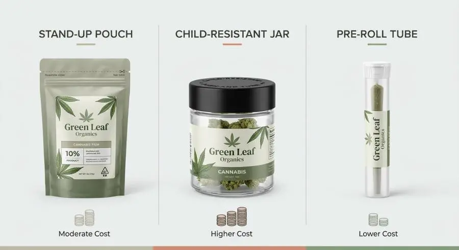 Comparison of three cannabis packaging formats stand-up pouch child-resistant jar and pre-roll tube with cost analysis
