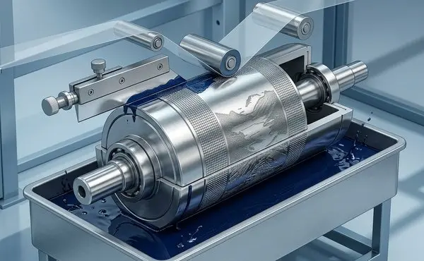 Rotogravure printing cylinder technical illustration