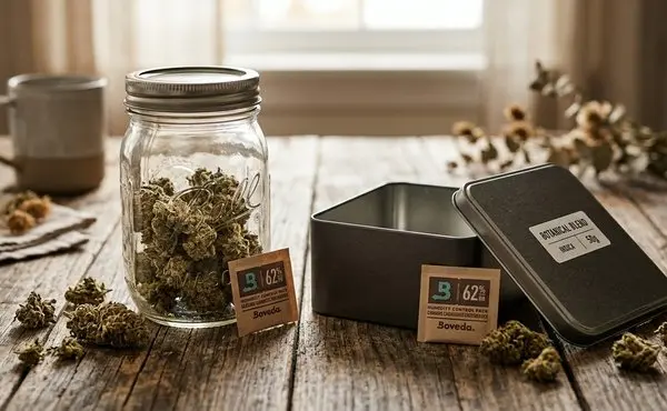 Glass Jar vs Tin Box: Cannabis Humidity Storage Guide 2026