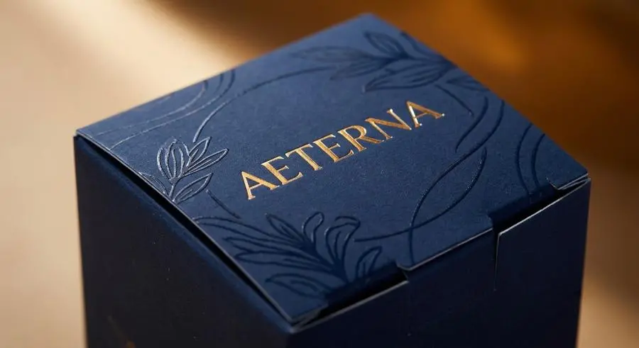 Premium folding carton with soft-touch lamination gold foil stamping and spot UV finishes