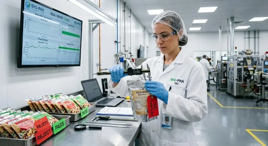 Quality control inspection of packaging materials with digital measurement tools