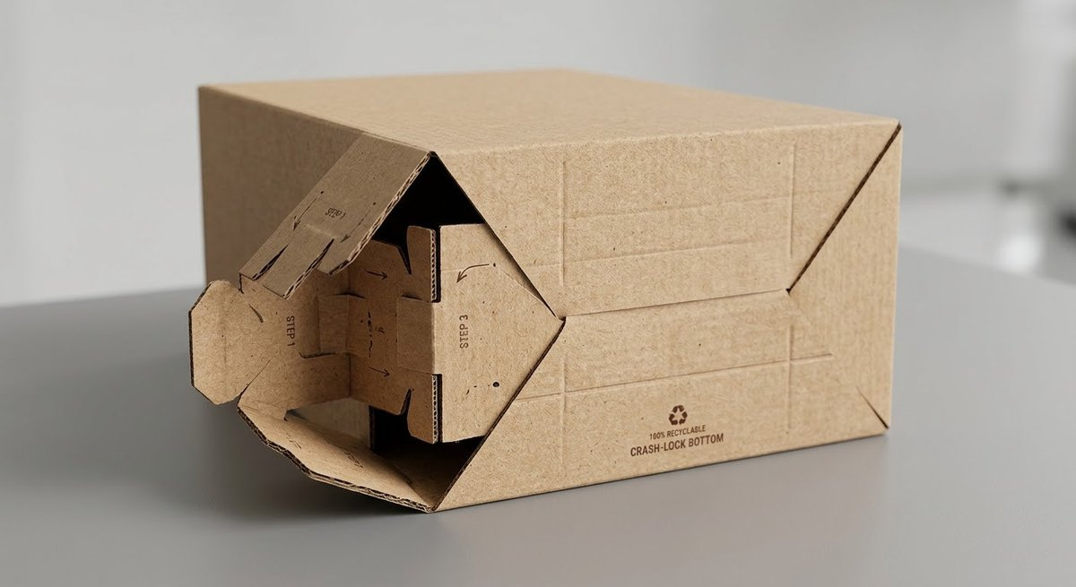 Paperboard box bottom construction with interlocking crash-lock flaps